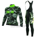 ALE Camo Cycling Jersey Bib Tight 2017 Men Long Sleeve Green and Black