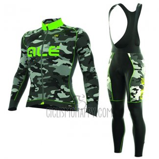 ALE Camo Cycling Jersey Bib Tight 2017 Men Long Sleeve Green and Black