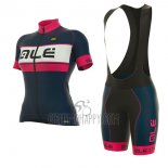 ALE Graphics Prr Bermuda Cycling Jersey Bib Short 2017 Women Short Sleeve Pink and Dark Blue