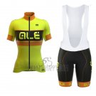 ALE Graphics Prr Bermuda Cycling Jersey Bib Short 2017 Women Short Sleeve Yellow