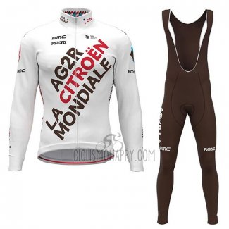 Ag2r Citroen Team Cycling Jersey Bib Tight 2021 Long Sleeve White