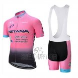 Astana Cycling Jersey Bib Short 2018 Short Sleeve Light Pink