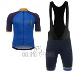 Asturias Vuelta Espana Cycling Jersey Bib Short 2017 Men Short Sleeve Blue