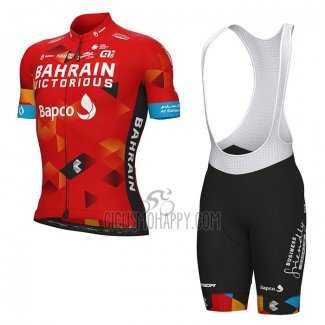 Bahrain Victorious Cycling Jersey Bib Short 2022 Short Sleeve Red