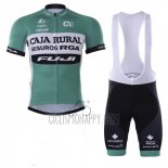 Caja Rural Cycling Jersey Bib Short 2018 Men Short Sleeve Green White