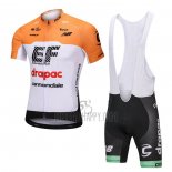 Cannondale Drapac Cycling Jersey Bib Short 2018 Short Sleeve White and Orange