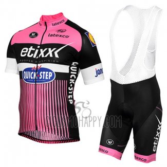 Etixx Quick Step Cycling Jersey Bib Short 2016 Short Sleeve Pink and Black