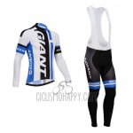 Giant Cycling Jersey Bib Tight 2014 Men Long Sleeve White and Sky Blue