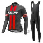 Giant Cycling Jersey Bib Tight 2017 Men Long Sleeve Red and Gray