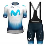 Movistar Cycling Jersey Bib Short 2023 Short Sleeve White Light Blue