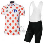Tour de France Cycling Jersey Bib Short 2017 Men Short Sleeve White and Red