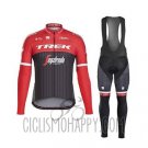 Trek Segafredo Cycling Jersey Bib Tight 2017 Long Sleeve Black and Red
