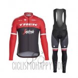 Trek Segafredo Cycling Jersey Bib Tight 2017 Long Sleeve Black and Red