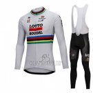 UCI Mondo Campione Lotto Soudal Cycling Jersey Bib Tight 2018 Men Long Sleeve White