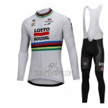 UCI Mondo Campione Lotto Soudal Cycling Jersey Bib Tight 2018 Men Long Sleeve White