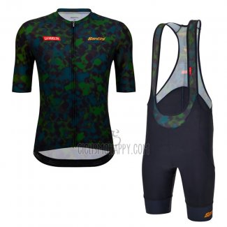 Vuelta Espana Cycling Jersey Bib Short 2022 Men Short Sleeve Black Green