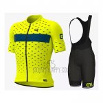 ALE Cycling Jersey Bib Short 2021 Men Short Sleeve Yellow Blue
