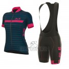 ALE Excel Riviera Cycling Jersey Bib Short 2017 Women Short Sleeve Blue and Pink