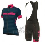 ALE Excel Riviera Cycling Jersey Bib Short 2017 Women Short Sleeve Blue and Pink