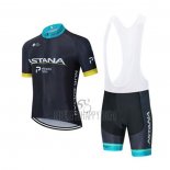 Astana Cycling Jersey Bib Short 2020 Short Sleeve Black Blue Yellow