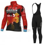 Bahrain Victorious Cycling Jersey Bib Tight 2023 Long Sleeve Red Black