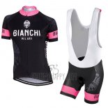 Bianchi Cycling Jersey Bib Short 2017 Women Short Sleeve Black and Pink