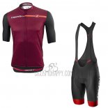 Castelli Cycling Jersey Bib Short 2021 Men Short Sleeve Dark Red