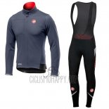 Castelli DE Cycling Jersey Bib Tight 2019 Men Long Sleeve Gray Red
