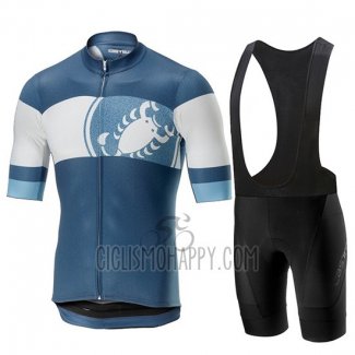 Castelli Ruota Cycling Jersey Bib Short 2019 Men Short Sleeve Blue White