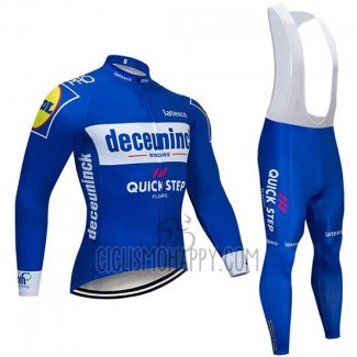Deceuninck Quick Step Cycling Jersey Bib Tight 2019 Long Sleeve Blue White