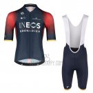 INEOS Grenadiers Cycling Jersey Bib Short 2022 Short Sleeve Deep Blue Red