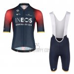 INEOS Grenadiers Cycling Jersey Bib Short 2022 Short Sleeve Deep Blue Red