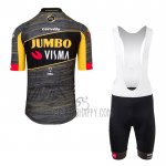 Jumbo Visma Cycling Jersey Bib Short 2021 Short Sleeve Black Yellow