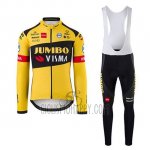 Jumbo Visma Cycling Jersey Bib Tight 2020 Long Sleeve Yellow Black