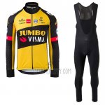 Jumbo Visma Cycling Jersey Bib Tight 2021 Long Sleeve Black Yellow