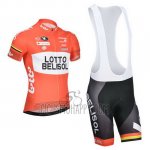 Lotto Belisol Cycling Jersey Bib Short 2014 Short Sleeve Orange