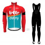 Lotto Dstny Cycling Jersey Bib Tight 2023 Long Sleeve Red Sky Blue