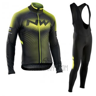 Northwave Cycling Jersey Bib Tight 2017 Men Long Sleeve Green and Black