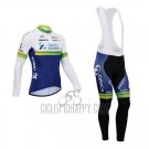 Orica GreenEDGE Cycling Jersey Bib Tight 2014 Long Sleeve White and Blue