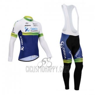 Orica GreenEDGE Cycling Jersey Bib Tight 2014 Long Sleeve White and Blue