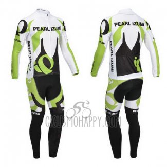 Pearl Izumi Cycling Jersey Bib Tight 2013 Men Long Sleeve White and Green