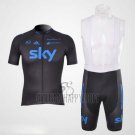 Sky Cycling Jersey Bib Short 2012 Short Sleeve Black and Blue