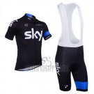Sky Cycling Jersey Bib Short 2013 Short Sleeve Blue and Black
