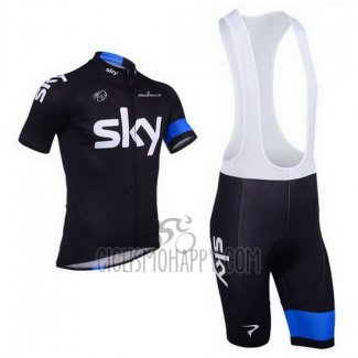 Sky Cycling Jersey Bib Short 2013 Short Sleeve Blue and Black
