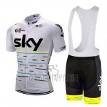 Sky Cycling Jersey Bib Short 2018 Short Sleeve White and Yellow