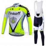 Tinkoff Cycling Jersey Bib Tight 2016 Long Sleeve Green and White