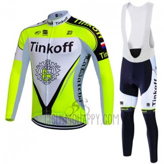 Tinkoff Cycling Jersey Bib Tight 2016 Long Sleeve Green and White