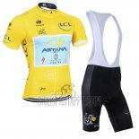 Tour de France Lider Cycling Jersey Bib Short 2014 Men Short Sleeve Astana Lider Yellow