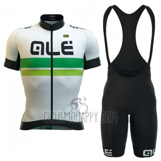 ALE Cycling Jersey Bib Short 2016 Men Short Sleeve White and Green