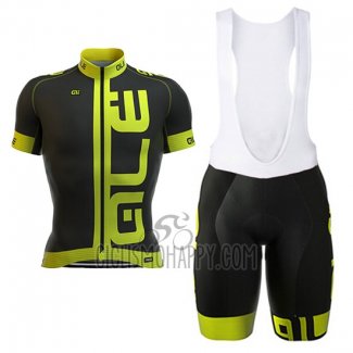 ALE Cycling Jersey Bib Short 2017 Men Short Sleeve Black and Green